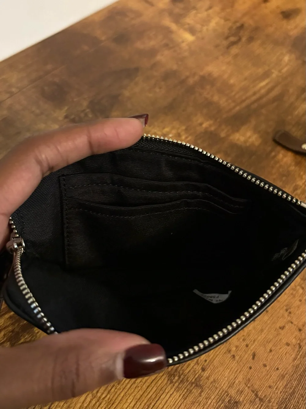 Coach F58013 Corner Zip Wristlet Signature Canvas Black Gray
